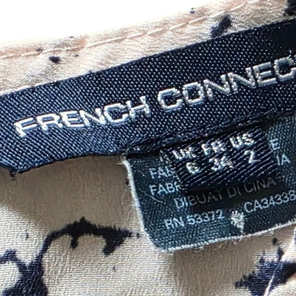 French Connection Women's Navy And Beige Blouse, Size 2 - Picture 5 of 7